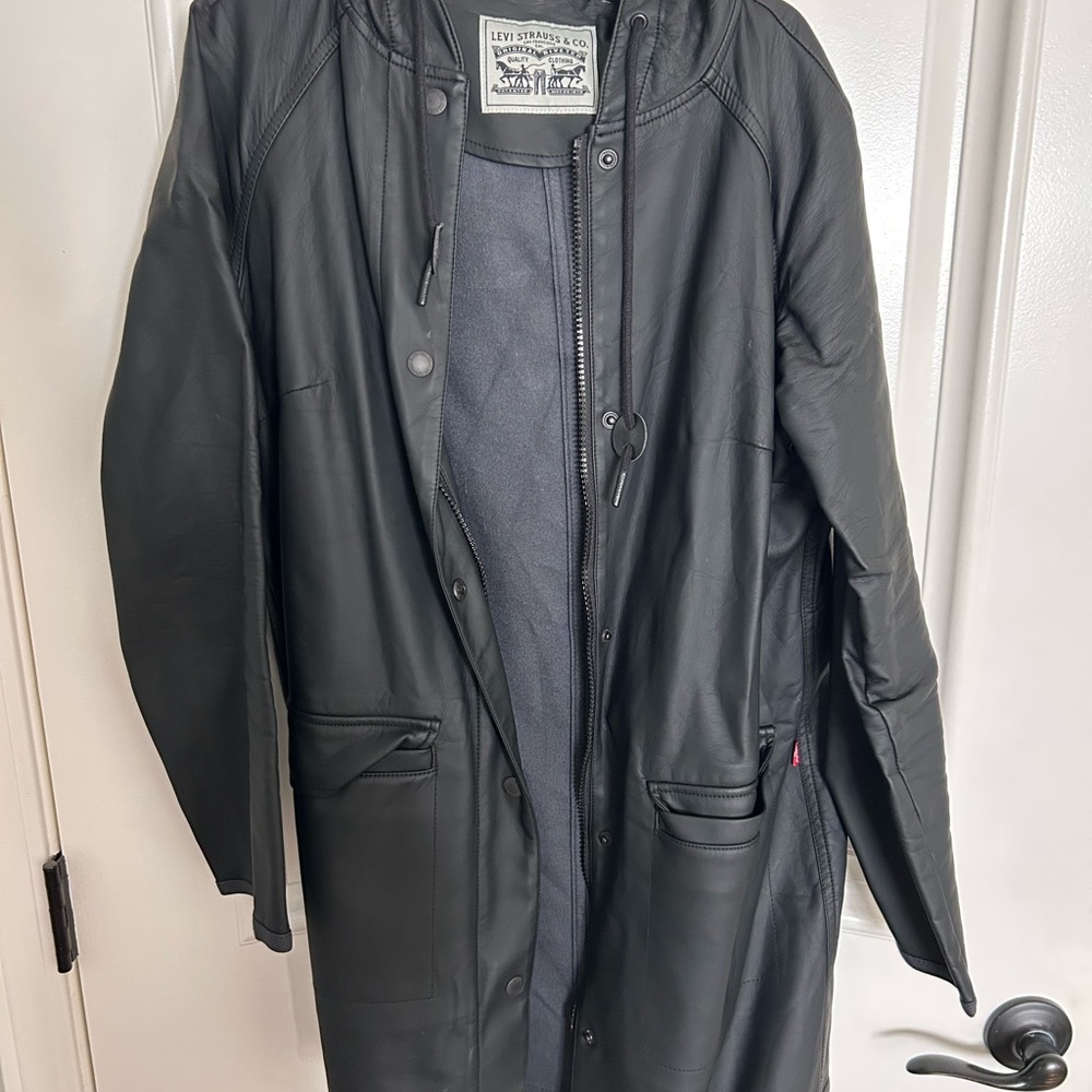Levi's Black Raincoat Long Utility Style